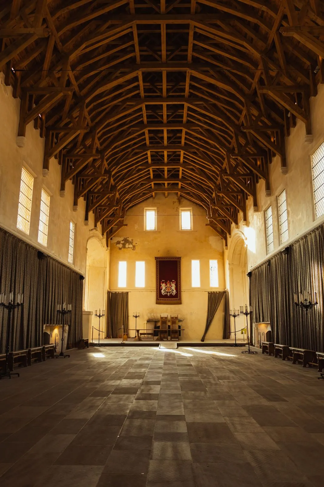 De Great Hall van Edinburgh Castle, met zijn houten dak
